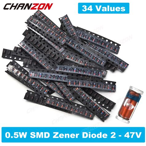 Kit Surtido De Diodos Zener SMD De 34 Valores 0 5 W 2V 3V 3 3 V 3