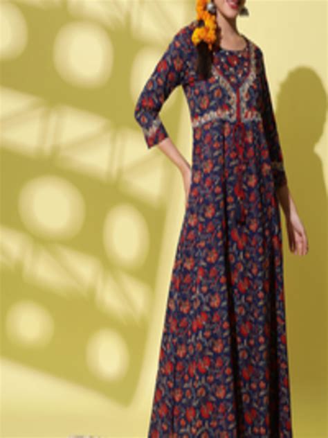 Buy Meeranshi Blue Floral Ethnic Maxi Dress Ethnic Dresses For Women