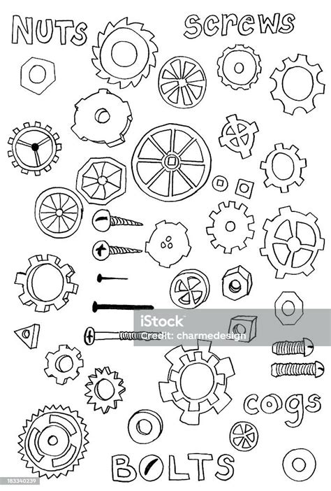 Nuts And Bolts Doodles Stock Illustration Download Image Now Bolt