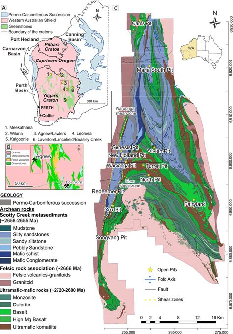 A Geological Map Of Western Australia Showing The Yilgarn And Pilbara