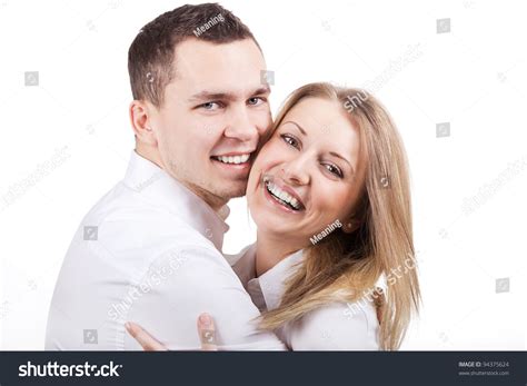 Beautiful Young Couple Love Poses Smiling Stock Photo 94375624