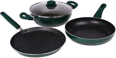 Prestige Omega Deluxe Green Aluminium Non Stick Granite Byk 3pcs