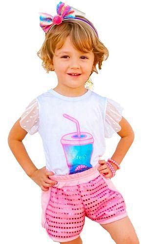 Conjunto Social Infantil Menina Estampa Picolé Short Camiset anjo da