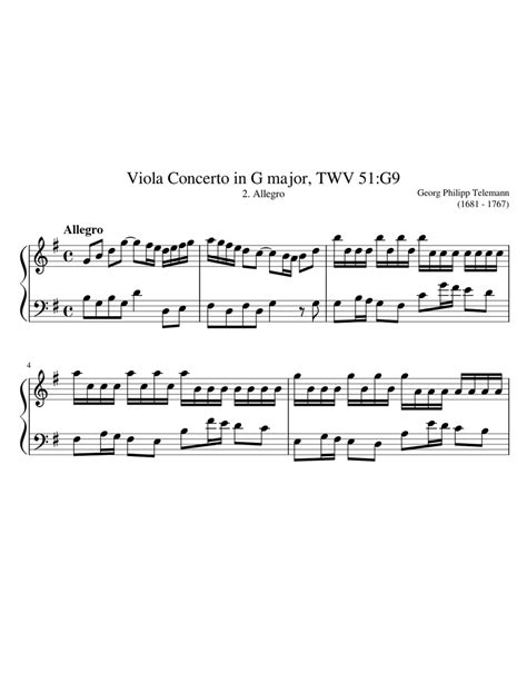 1681 1767 Georg Philipp Telemann Viola Concerto In G Major Twv