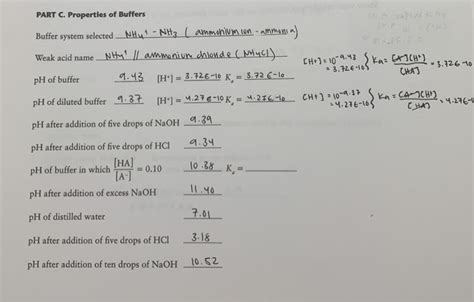 Part C Properties Of Buffers Nh C Chi K Chegg