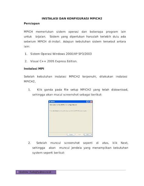 DOCX INSTALASI DAN KONFIGURASI MPICH2windows DOKUMEN TIPS
