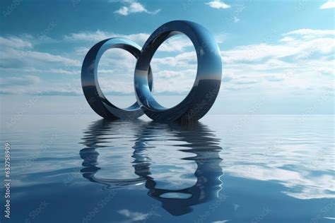 Infinity Symbol Silver Circle On The Background Of The Horizon Water