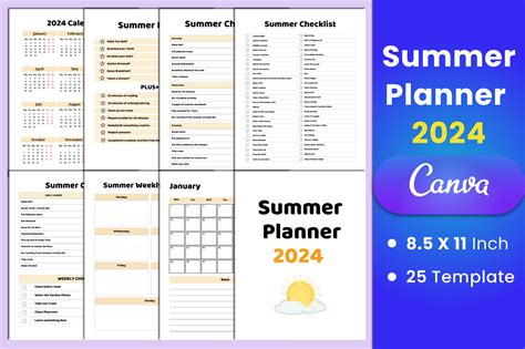 Summer Planner 2024 Canva Interior Graphic By Munjixpro · Creative Fabrica