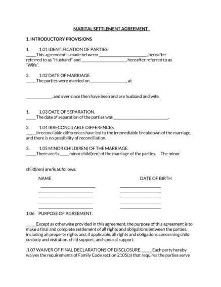 Free Separation Agreement Templates Word Pdf