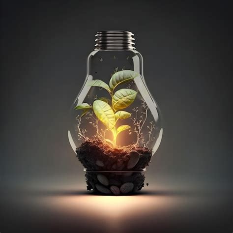 Premium Photo Small Plant Growing Inside A Lightbulb