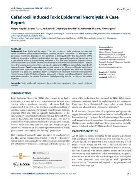 Pdf Cefadroxil Induced Toxic Epidermal Necrolysis A Case Report