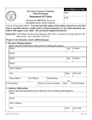 Fillable Online Cpf Statement Of Claim Form Fax Email Print Pdffiller