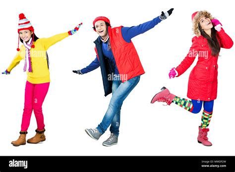 Girls Friends Wearing Winter Clothes Having Fun Cut Out Stock Images