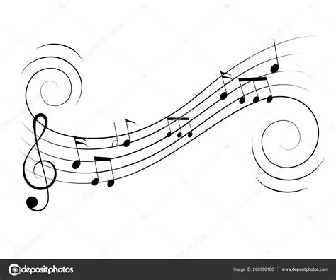 Vector Music Notes Treble Clef Flow On Music Staff Stock Vector By