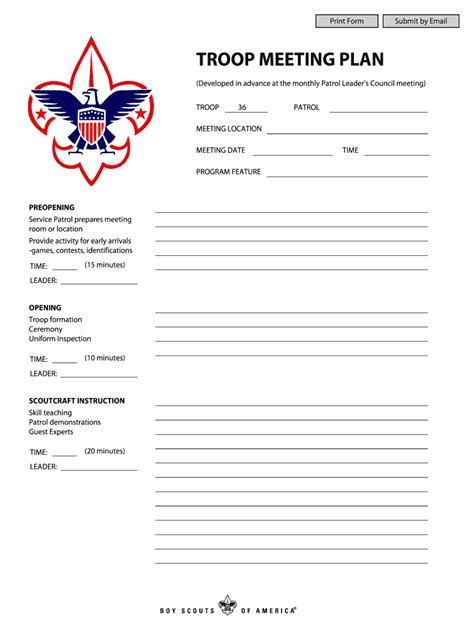 Troop Meeting Planning Sheet Fill Out Sign Online Dochub