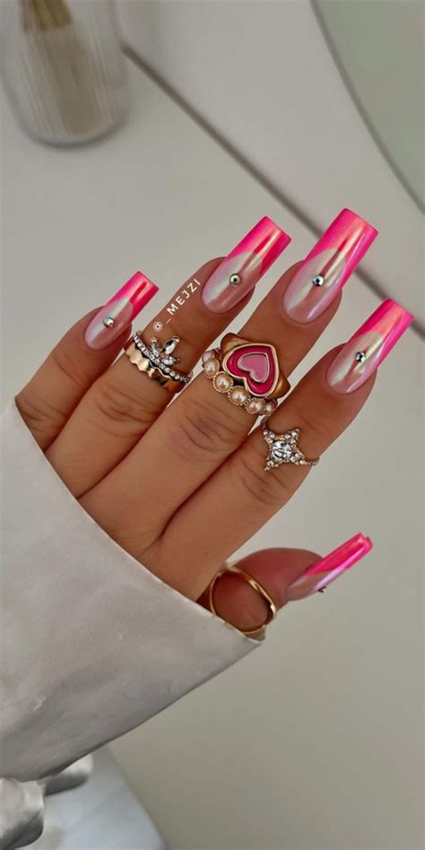 25 Hot Pink Vibrant Nails For Modern Women Hot Pink Chrome French Tips