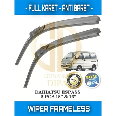 Jual Wiper Frameless Full Karet Anti Baret Daihatsu Espass Zebra Set