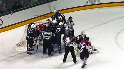 U.S. women's hockey team downs Canada; teams brawl in exhibition action ...