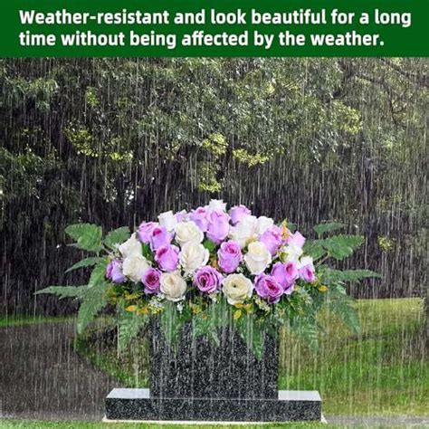 Lodou Artificial Cemetery Flower Saddles Rose Headstone Flower Saddle