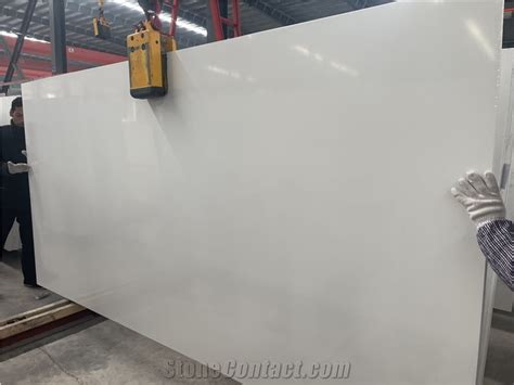 Pure White Artificial Quartz Slabs From China Stonecontact