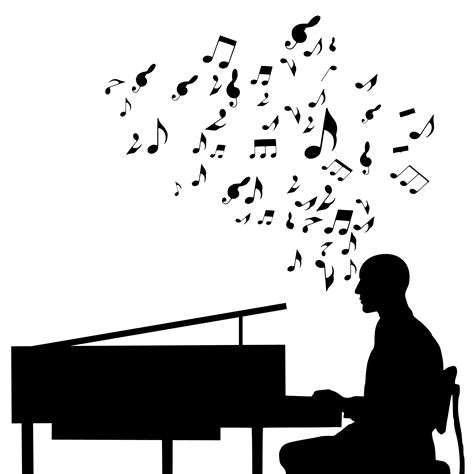 Rock Piano Player Silhouette