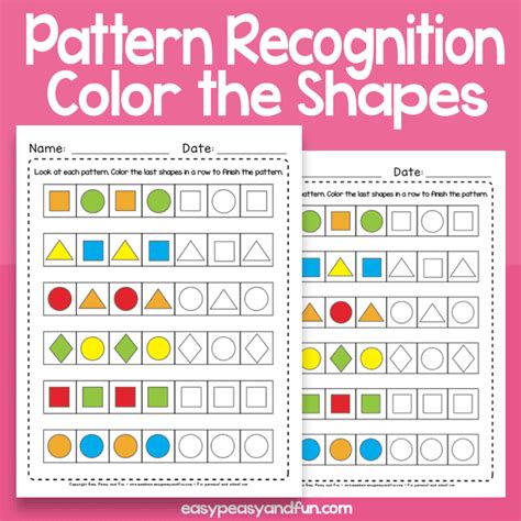 Color The Shapes Pattern Recognition Worksheets Easy Peasy And Fun Membership