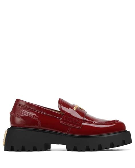 Naked Wolfe Leather Saddle Trim Loafers In Red Lyst