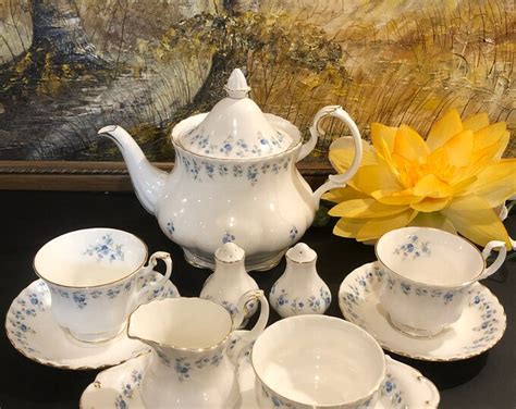 Vintage Royal Albert Tea Set, Teapot Tea Cup & Saucer Creamer Sugar Bowl Tray Salt Pepper ...