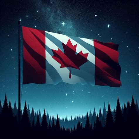 Premium Photo A Flag With A Maple Leaf On It And A Forest Background