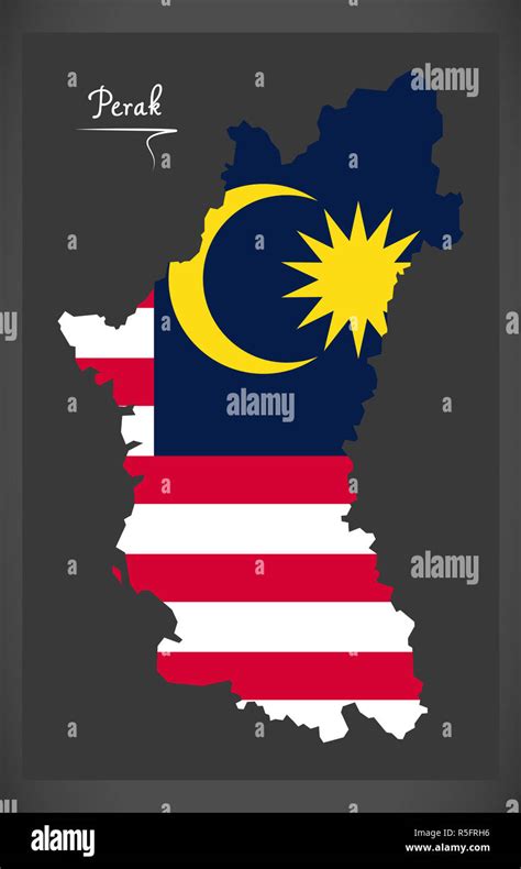 perak malaysia map  malaysian national flag illustration stock
