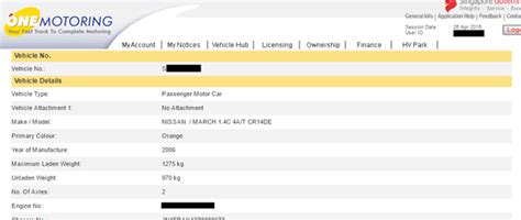 onemotoring lta singapore how to find out vehicle details - Carousell