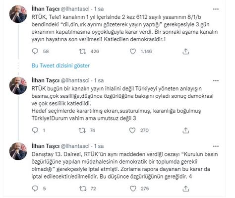 RTÜK ten Tele1 e 3 gün ekran kapatma cezası