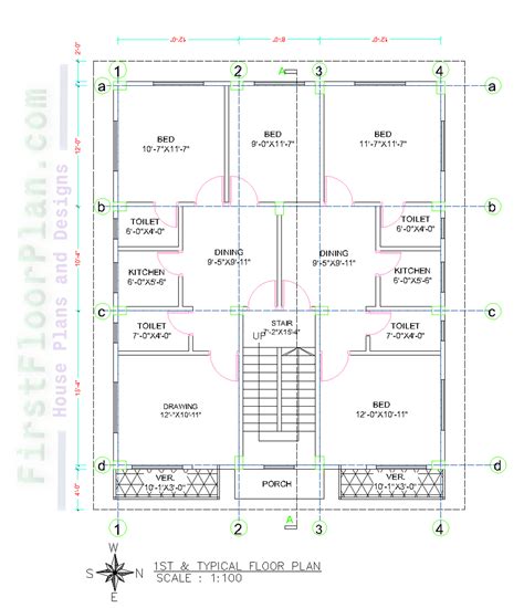 5 Story Apartment Building Designs with AutoCAD File - First Floor Plan - House Plans and Designs