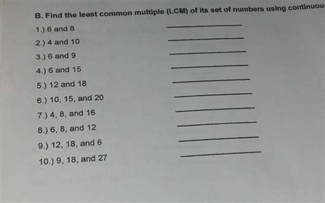 Find The Least Common Multiple Lcm Of Each Set Of Numbers Using