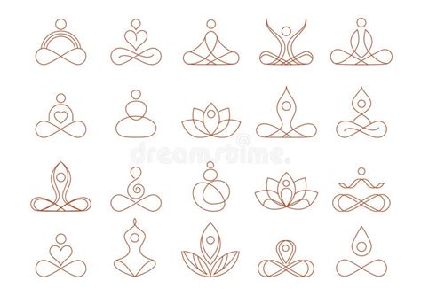 Collection Of Yoga Zen And Meditation Logos Linear Icons And Elements