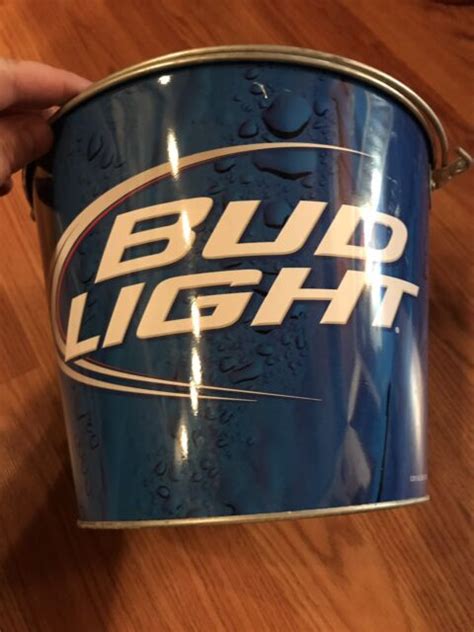 Bud Light Metal Beer Ice Bucket Pail With Handle 925 Opening Ebay