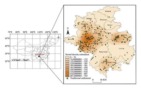 The Kernel Density Distribution Of Miao Traditional Villages In The