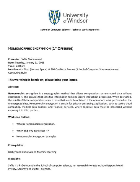 Technical Workshop - Homomorphic Encryption (1st Offering) by: Safiia