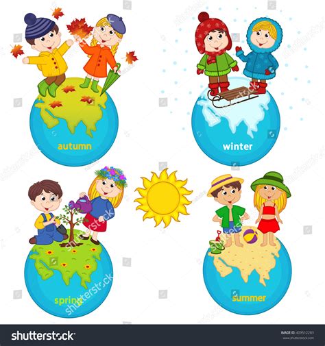 Earth Seasons Kids: Over 867 Royalty-Free Licensable Stock Vectors ...