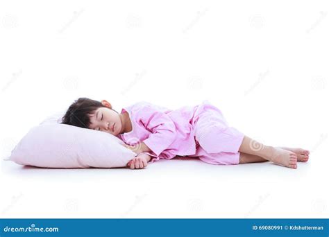 Full Body Healthy Children Concept Asian Girl Sleeping Peacefully