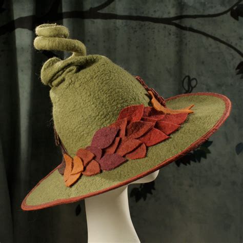 Witch Hat Green Witch Hat Nature Witch Hat Autumn Witch Etsy