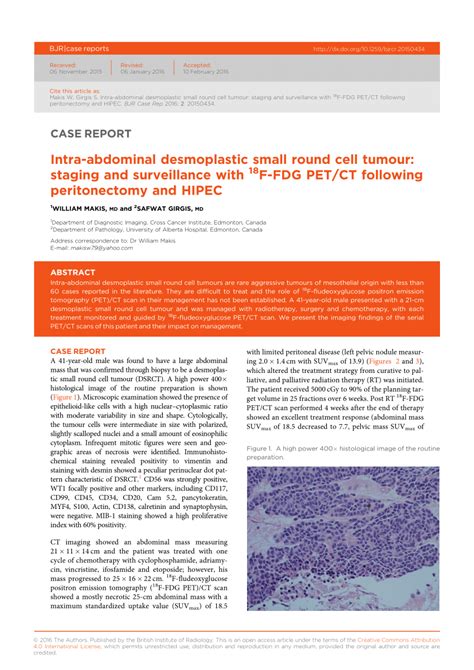 PDF Intra Abdominal Desmoplastic Small Round Cell Tumour Staging And