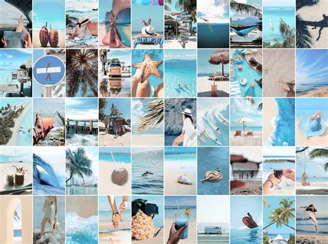 Beachy Photo Collage Kit Wall Decor Physical Summer Room Decor Etsy