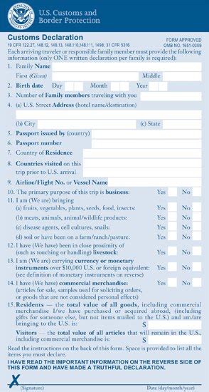 Go To The Us Form U S Customs And Border Protection Declaration Form 6059b