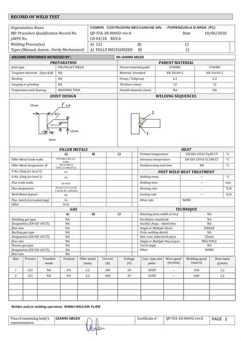 Pdf Welding Procedure Qualification Record · Welding Procedure Qualification Record N° Qp Ita