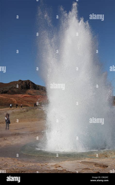 Eruption Of Strokkur Geysir Iceland Stock Photo Alamy