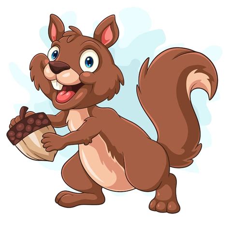 Premium Vector Cartoon Squirrel Holding A Nut