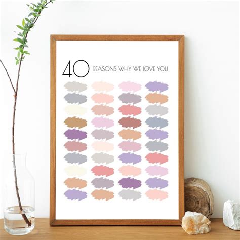 Printable 40 Reasons Why We I Love You 40th Etsy 40th Birthday