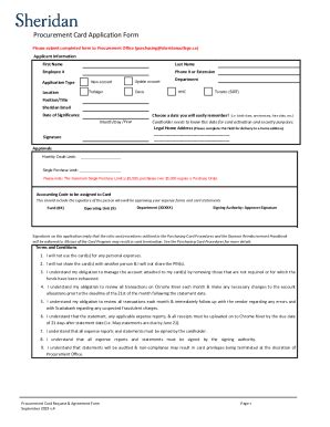 Fillable Online PROCUREMENT CARD REQUEST AGREEMENT FORM Fax Email