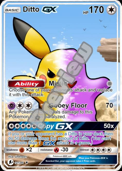 Ditto Gx Pokemon Card Etsy Polska